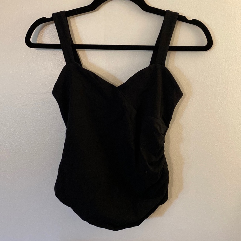 Express black bustier cropped top with ruched side, sz XS